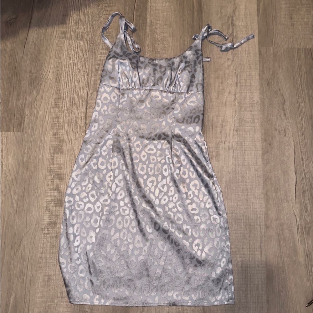 Satin cheetah mini dress